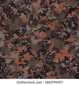 Camouflage hunting texture seamless pattern. Abstract modern military camo endless ornament for fabric and fashion print. Vector illustration.