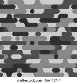 Camouflage irregular rounded lines  seamless pattern. Modern fashion fabric texture background. Color gray tone.