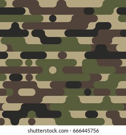 Camouflage irregular rounded lines  seamless pattern. Modern fashion fabric texture background. Color green tone.