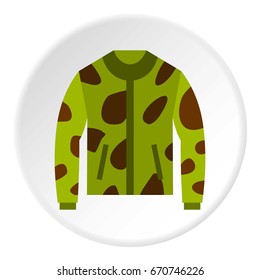 Camouflage jacket icon in flat circle isolated vector illustration for web