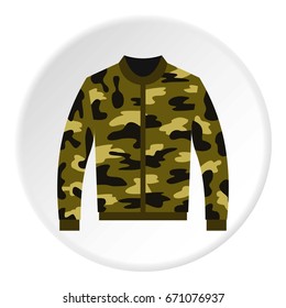 Camouflage jacket icon in flat circle isolated vector illustration for web