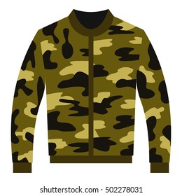 Camouflage jacket icon. Flat illustration of camouflage jacket vector icon for web design