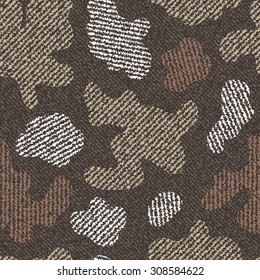 Camouflage Jeans background. Vector Denim seamless pattern. Dark Gray jeans cloth.