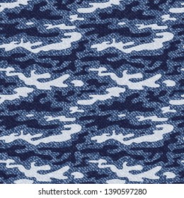 El Camuflaje Jeans Fondo. Patrón de Denim sin inconvenientes. Ropa de jeans azules