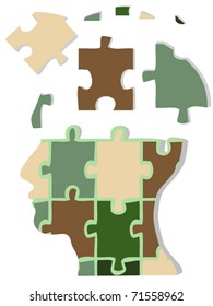 Camouflage jigsaw head