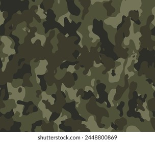 Camouflage khaki background vector army texture, modern fashionable print, forest hunting background