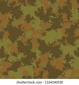 Camouflage khaki swamp forest pattern. Vector seamless pattern classic woodland camouflage design. Moss woodland camo.