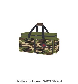 camouflage large camo army bag medical paramedic medic med kit pouches pocket zip straps first aid emergency responder life saving professional equipment supplies gear isolated vector illustration art