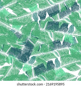 Camouflage leaf seamless pattern. Abstract tropical army background. Vector repeated design military texture for fabric, wallpaper, textile, print, wrapping paper.