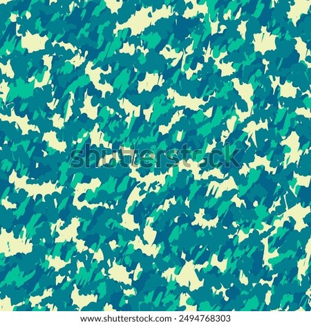 Camouflage Man Vivid Seamless Creative Vector Texture. Multicolor Repeated Color Graphic Art. Blue  Seamless Pattern. Dark Repeated Circle Graphic Print.