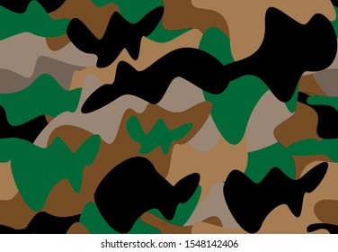 Camouflage mesh texture vector. Military seamless print. Green, brown, black, sand colors camo pattern. Trendy fashion fabric design. Camouflage seamless background. Abstract wallpapers with liguids 