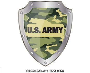 Camouflage metal shields U.S. Army. vector 