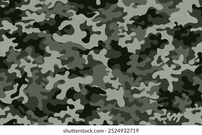 Camouflage military army seamless pattern gray vector texture fabric textile retro style camo clothing repetition