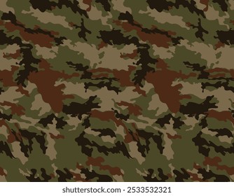 Camouflage military background, seamless forest vector pattern, hunting print design