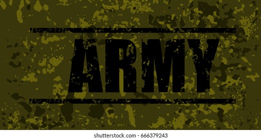 Camouflage military  badge with grunge "Army" word. Vector illustration.