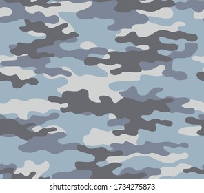 
Camouflage military blue background seamless pattern for print. Modern textile design. Ornament. Vector