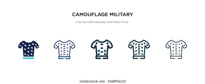 camouflage military clothing icon in different style vector illustration. two colored and black camouflage military clothing vector icons designed in filled, outline, line and stroke style can be