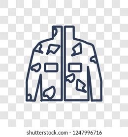Camouflage military clothing icon. Trendy linear Camouflage military clothing logo concept on transparent background from army and war collection