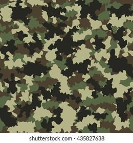Camouflage military fashion green beige vector seamless pattern