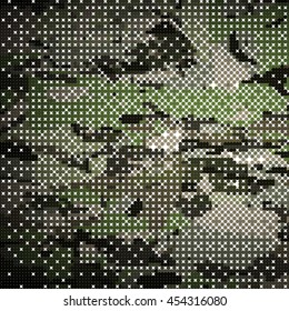 Camouflage military halftone pattern background. Vector illustration, EPS