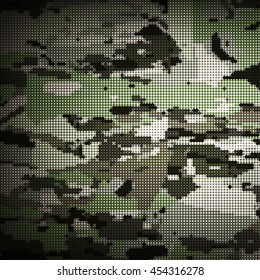 Camouflage Military Halftone Pattern Background. Vector Illustration, EPS