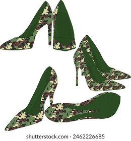 Camouflage military high heels Art Illustration