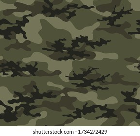 Camouflage military pattern seamless classic background for printing clothes, fabrics. Modern. Vector