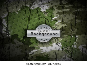 Camouflage military pattern with stars background. Vector illustration, EPS