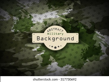 Camouflage military pattern with stars background. Vector illustration, EPS