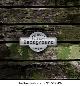 Camouflage military pattern  with wood background. Vector illustration, EPS