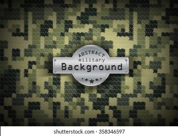 Camouflage military pixel art pattern background. Vector illustration, EPS10