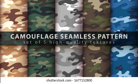 Camouflage military seamless pattern - set six items