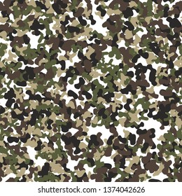 Camouflage military seamless pattern vector. Army green and brown texture