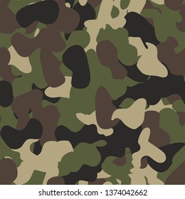 Camouflage military seamless pattern vector. Army green and brown texture