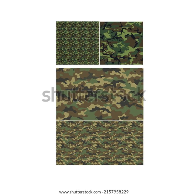 camouflage military texture background soldier\
repeated seamless green print, Camouflage seamless pattern. Trendy\
style camo, repeat print. Vector illustration. Khaki texture,\
Military army\
design