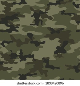 
Textura militar de camuflaje patrón vectorial sin fisuras para imprimir ropa, tela. Fondo forestal para textiles.