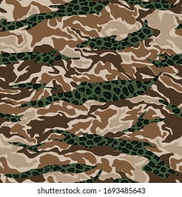 Camouflage mix leopard skin wallpaper print vector