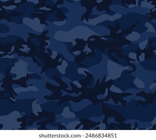 
Camouflage modern background blue dark pattern, repeat texture