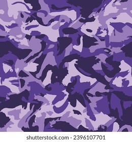 Diseño de moda moderno de camuflaje. Camo violeta dibujado a mano con pinceladas. Color morado, de moda, tela. Patrón de grunge sin foco. Vector	