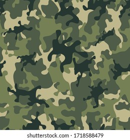 Camouflage modern green.Seamless pattern of spots.Army background. Hunting clothes. Vector