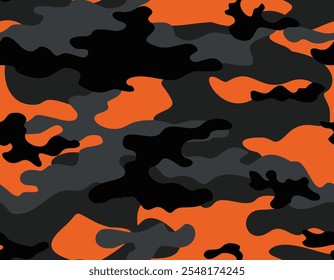 camouflage modern pattern, seamless texture, gray orange print on textiles
