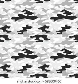 Camouflage. Monochrome vector seamless pattern for design