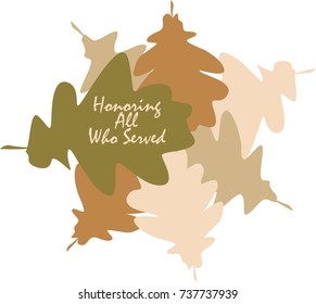 Camouflage Oak Leafs Vector. Honoring All Who Served