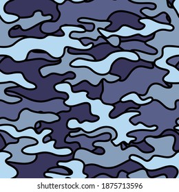 Camouflage with outline spots. Seamless pattern. Abstract endless military background for fabric and fashion textile print. Vector illustration.