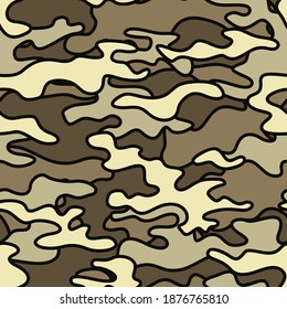 Camouflage with outline spots. Seamless pattern. Abstract endless military background for fabric and fashion textile print. Vector illustration.