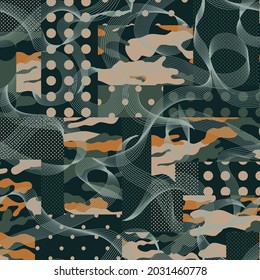 camouflage  patchwork pattern on military background 