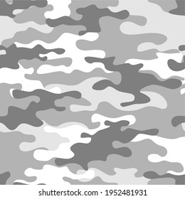 Camouflage pattern. Abstract camo from gray spots. Military texture. Print for fabric and clothing. Vector illustration