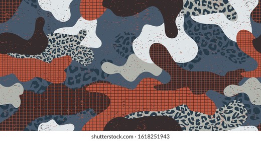 Camouflage pattern with abstract modern contemporary art
