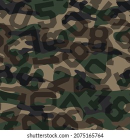 Patrón de camuflaje fondo del ejército con números, diseño de moda moderno