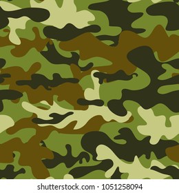 Camouflage pattern background. Classic clothing style masking camo repeat print. Design element. Vector illustration.